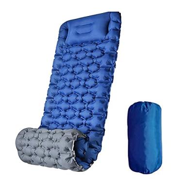 Imagem de GQYYS Almofada de dormir para acampamento, tapete de acampamento autoinflável, almofada de acampamento inflável atualizada com prensa de pé, tapete leve para dormir para caminhadas e viagens, colchão de ar compacto impermeável