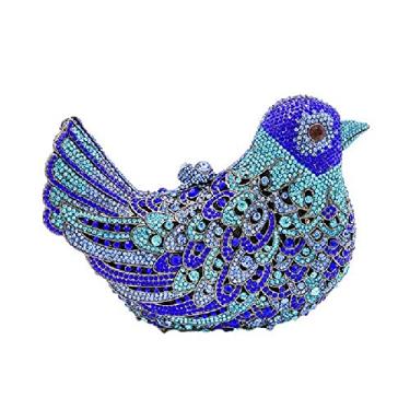 Imagem de Boutique De FGG Bolsa clutch de cristal de pássaro para mulheres, elegante com strass, bolsa para noite, pombo, formatura, bolsa clutch para casamento, mini, Small, Couro sintético