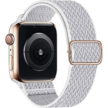 Imagem de Pulseira Nylon Solo Elástica Compatível com Apple Watch (42/44/45, Chevron Branco)