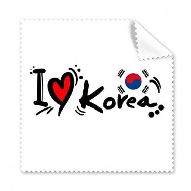 Imagem de I Love Korea Palavra Bandeira Love Heart Ilustration Pano de limpeza de tela de telefone limpador de óculos 5 peças