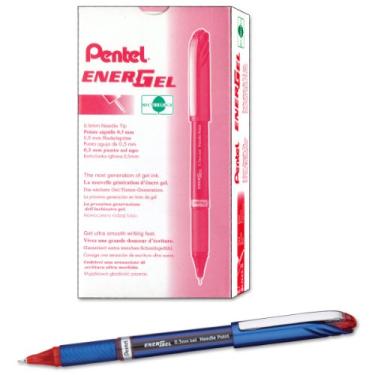 Imagem de Pentel Caneta de gel líquido ENER-GEL NV, 0,5 mm, tampa de linha fina, ponta de agulha, tinta vermelha, caixa com 12 (BLN25-B)