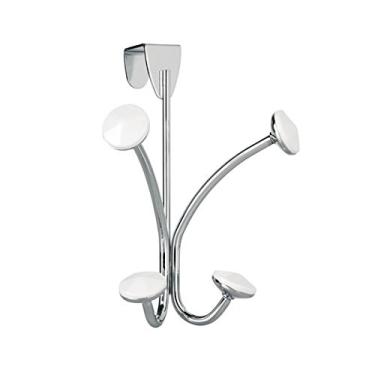 Imagem de InterDesign Hex Over the Door Suporte de 4 ganchos para casacos, chapéus, robes, toalhas – Cromo