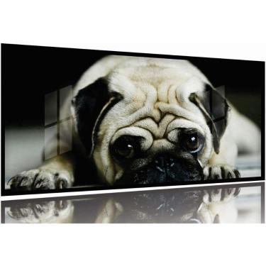 Imagem de Quadro Decorativo Pug Cachorro 130x60 Moldura Preta 2x2