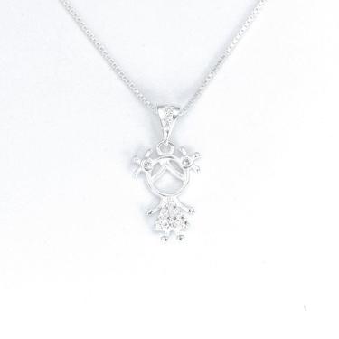 Imagem de Corrente de Prata com pingente Filha c/ zirconia - Prata 925