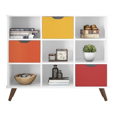 Imagem de Nicho Organizador Retrô 1478 Branco 03 Gavetas Coloridas Qmovi