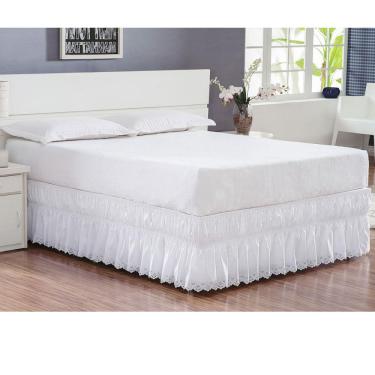 Imagem de Saia Para Cama Box Casal Queen Perolla Bordado Ultrassônico 