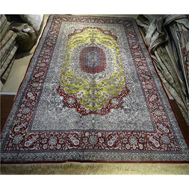 Imagem de Tapete YAMEI Legend Dream Golden Reception Hall e tapeçaria artesanal de seda dourada na sala de estar