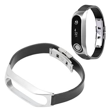 Imagem de ciciglow Pulseiras finas para smartwatch, pulseiras de substituição acessório durável pulseira de couro pulseira de liberação rápida para Tomtom Touch (capa preta prateada)