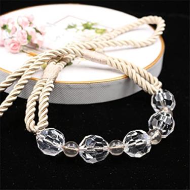 Imagem de 1 peça Cortinas Decorativas Amarração Corda de Algodão Feito à Mão Acessórios de Decoração para Casa Moderna Suporte de Cortina Amarra nas Costas, Bege, 82cm