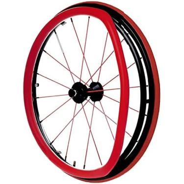 Imagem de KRASS Capas de aro para cadeira de rodas, capa de cadeira de rodas esportiva de roda traseira de 60 cm, capa de silicone antiderrapante resistente ao desgaste, capa protetora de anel de pressão para cadeira de rodas, vermelha, Collector88