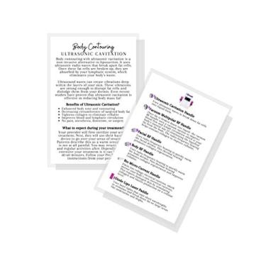 Imagem de Boutique Marketing LLC Cartões informativos de cavitação ultrassônica de contorno corporal | Pacote com 30 | Tamanho grande de cartão postal de 10 x 15 cm | Branco com design de máquina