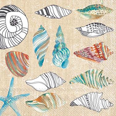 Imagem de Boston International Guardanapos de papel IHR com 3 camadas, tamanho coquetel de 20 unidades, creme de amêijoas na areia