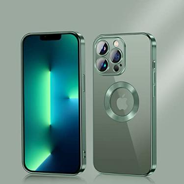 Imagem de Capa de telefone oca de revestimento transparente de luxo para iphone 11 12 13 14 pro max xs max xr 7 8 plus se2 2020 capa de tpu fina e macia, cor verde escuro 1, para iphone12 pro max