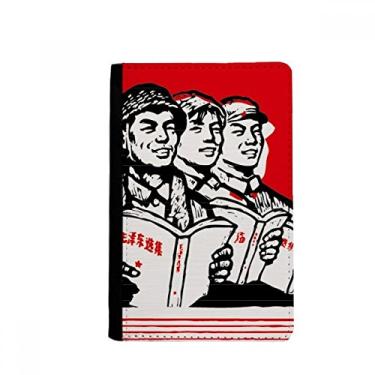 Imagem de Porta-passaporte vermelho da China Worker Campeasant Soldier Notecase Burse Carteira Capa para cartão, Multicolorido.