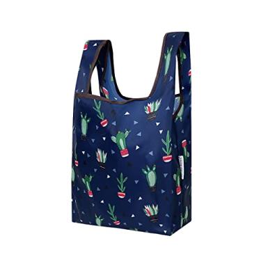 Imagem de Wrapables Bolsa de compras reutilizável pequena JoliBag Collection, festa de cacto