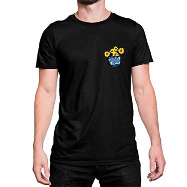Imagem de Camiseta Estampa de Bolso Girassol Estrelado Van Gogh Cor:Preto;Tamanho:M