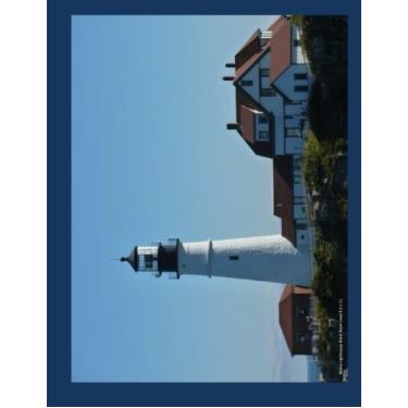 Imagem de Livro em branco pautado Maine LIghthouse 8,5 x 11: 21,5 x 28 cm 100 páginas pautadas em branco, adequado como um diário, caderno ou diário com uma foto de capa de um farol na costa do Maine