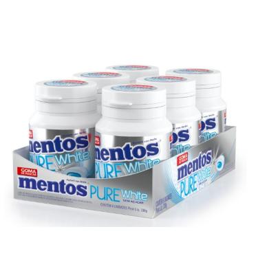 Imagem de Chiclete Mentos Pote Pure White 56g com 6 potes de 56g