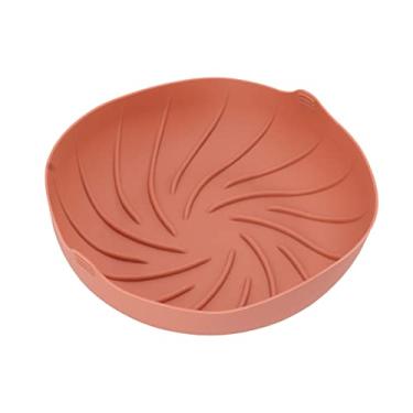 Imagem de Forro de silicone para fritadeira, silicone resistente ao calor, sem aderência, reutilizável, redondo, fritadeiras, cesto de silicone, acessórios de substituição para casa, cozinha, restaurantes (rosa vermelha)