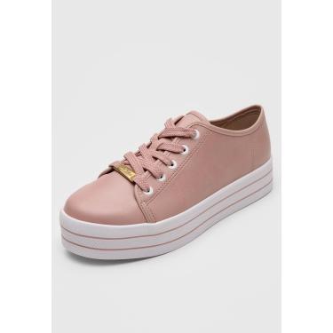 tênis feminino casual flatform listras moleca