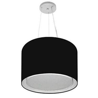 Imagem de Lustre Pendente Cilíndrico Duplo Cúpula Tecido 30/40x35 cm, Vivare Iluminação, Pendente4304 PR, Preto, Médio