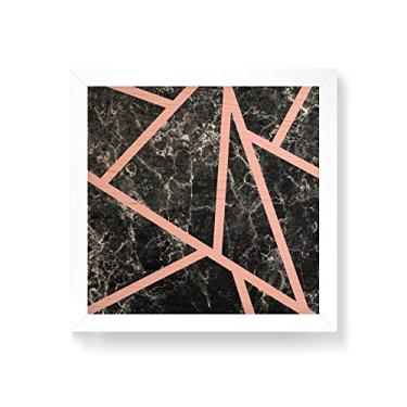 Imagem de Arte Maníacos Quadro decorativo com moldura caixa branca em Madeira - Marmore Faixas Rosas - 30x30cm