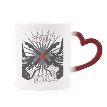 Imagem de Caneca de grés com estampa de combinação de guitarra Rock Passion sensível ao calor que muda de cor vermelha
