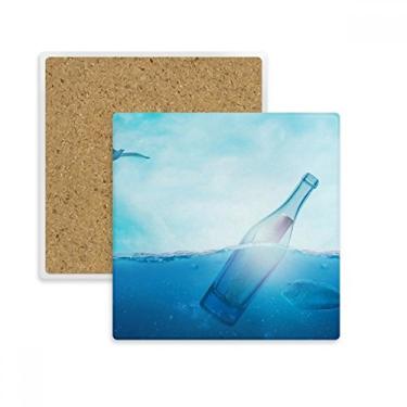 Imagem de Garrafa de vidro do oceano, ciência, natureza, quadrado, porta-copos, caneca, suporte subplaca, pedra isolante