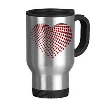 Imagem de Red Radiate Dots Caneca de viagem Dia dos Namorados Tampa Flip Aço Inoxidável Copo Carro Copo Thermos