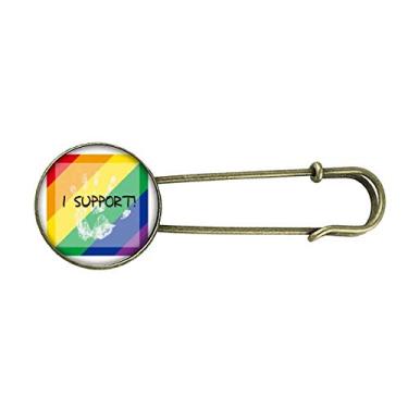 Imagem de LGBT Bandeira de arco-íris I Support Retro Metal Broche Clip Joias