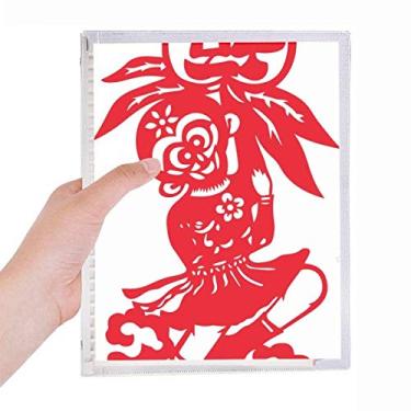 Imagem de China Macaco Tradicional Janela Flores Caderno Folhas Soltas Diário Recarregável Diário Papelaria