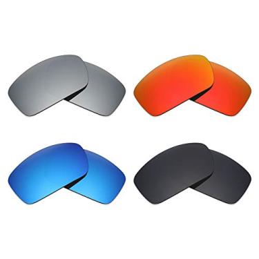 Imagem de Mryok 4 pares de lentes polarizadas de substituição para óculos de sol Costa Del Mar Fantail - Stealth Preto/Prata Titânio/Vermelho Fogo/Azul gelo