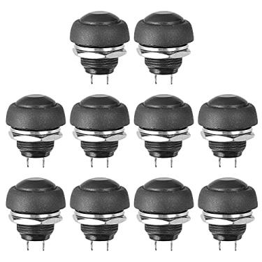 Imagem de 1 saco 10 pcs impermeável botão de pressão Mini interruptor de plástico redondo (preto) Suprimentos para casa