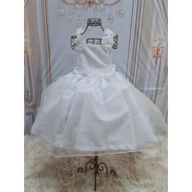 Imagem de Vestido Branco Daminha Noivinha Organza Luxo Voal Lindo - Dany E Dany