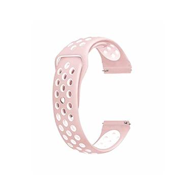 Imagem de Pulseira Sport 20mm para Zeblaze Btalk 2 ou Btalk Lite cor:Rosa Claro com Branco