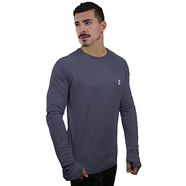 Imagem de Camiseta Skube Com Proteção UV 50+ Dry Fit Segunda Pele Térmica Tecido Termodry Manga Longa Dedeira - Cinza Chumbo - GG