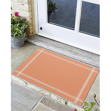 Imagem de Savannan Tapetes de chão, tapetes de porta de látex antiderrapante laranja com laço ultrafino para sala de jantar, escritório, decoração de casa 61 x 81 cm