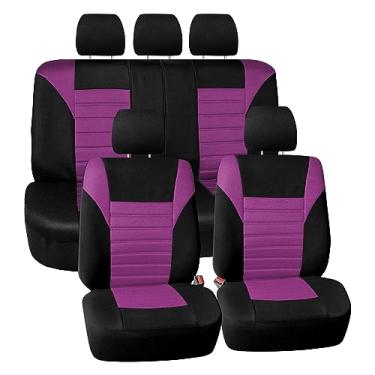 Imagem de FH Group Conjunto completo de capas de assento de carro malha de ar 3D - ajuste universal, capas de assento automotivas, capa de assento traseira baixa, compatível com airbag, banco traseiro dividido,