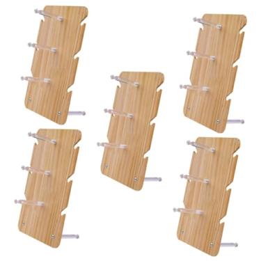 Imagem de SOLUSTRE Armação De Óculos 5 Peças Organizador De Joias Prateleira Suporte De Óculos Exibição De Óculos De Sol Mesa Madeira Suporte De Exibição De Óculos Presente De Madeira