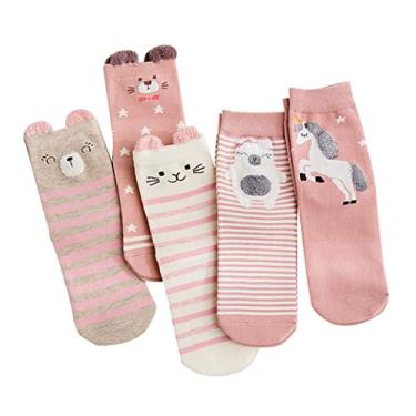 Imagem de SHERCHPRY 10 pares de meias de desenho animado de algodão meias femininas para mulheres meias e meias femininas divertidas meias de tripulação, rosa, 25×10cm