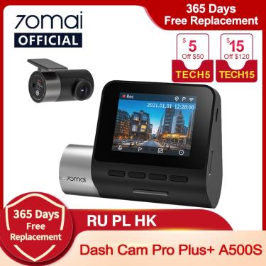 Imagem de 70mai A500S-1 Gravador de carro DVR Front Cam A500S-1 1944P Night Vision 70mai Dash Cam Pro Plus GPS