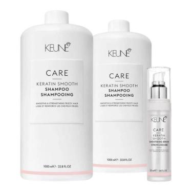 Imagem de Kit Keune Care 2X Keratin Smooth Shampoo 1000ml, Smooth Serum 25ml - K