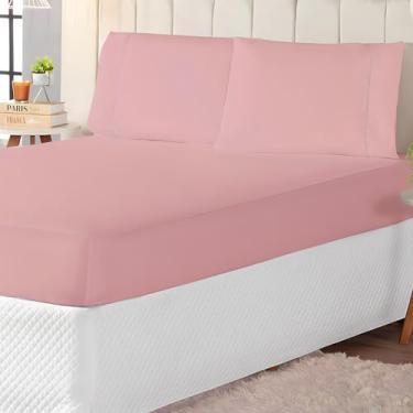 Imagem de Cottonluxury Jogo de Lençol 100% algodão 300 Fios (rose, Queen)