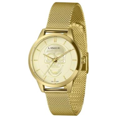 Imagem de Relógio Lince Feminino Ref: Lrg4809l36 C1kx Caveira Mesh Dourado