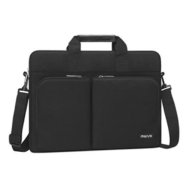 Imagem de MOSISO Bolsa de ombro 360 protetora de ombro para laptop de 15,6 polegadas compatível com MacBook, HP, Dell, Lenovo, Asus Notebook, bolsa para computador com bolsos frontais ocultos horizontais e