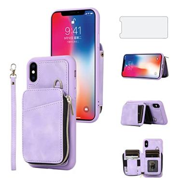 Imagem de Asuwish Capa de telefone para iPhone Xs X 10 10s capa carteira com protetor de tela e zíper suporte para cartão acessórios de couro celular iPhoneX iPhoneXs iPhone10 i PhoneX SX 10x 10xs X's mulheres