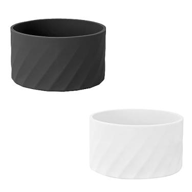 Imagem de Jasenna Bota protetora de silicone 2 peças para Stanley Quencher H2.0 1,134 g & IceFlow Flip 590 ml e hydroflask 350 g - 680 g, capa de manga inferior de garrafa antiderrapante (2-preto/branco)