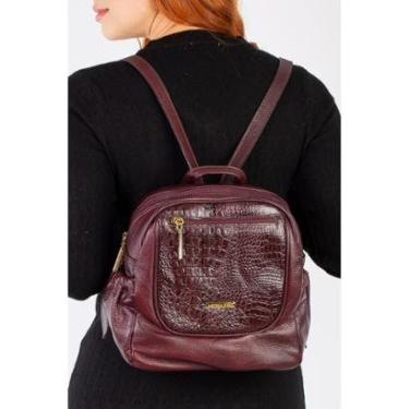 Imagem de Mochila pequena de couro croco Estela-Feminino