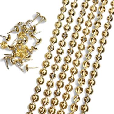 Imagem de Let's Decorate Tiras douradas de 10 metros D9,5 mm para estofamento / guarnições de pregos, tiras decorativas para unhas com tachas de estofamento para banco de cabeceira de sofá (N: 9,5 mm dourado)