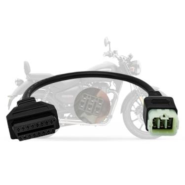 Imagem de AMHTDOL Adaptador Obd2 para motocicleta Royal Enfield 6 pinos para cabo de diagnóstico OBD de 16 pinos, adequado para interceptor 650/Continental GT 650/535 CAN Bus, funciona com leitor de código
